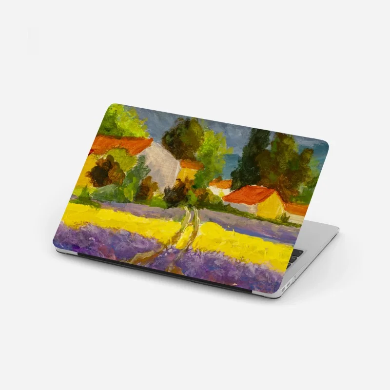 Adesivo per laptop tramonto sui campi di lavanda