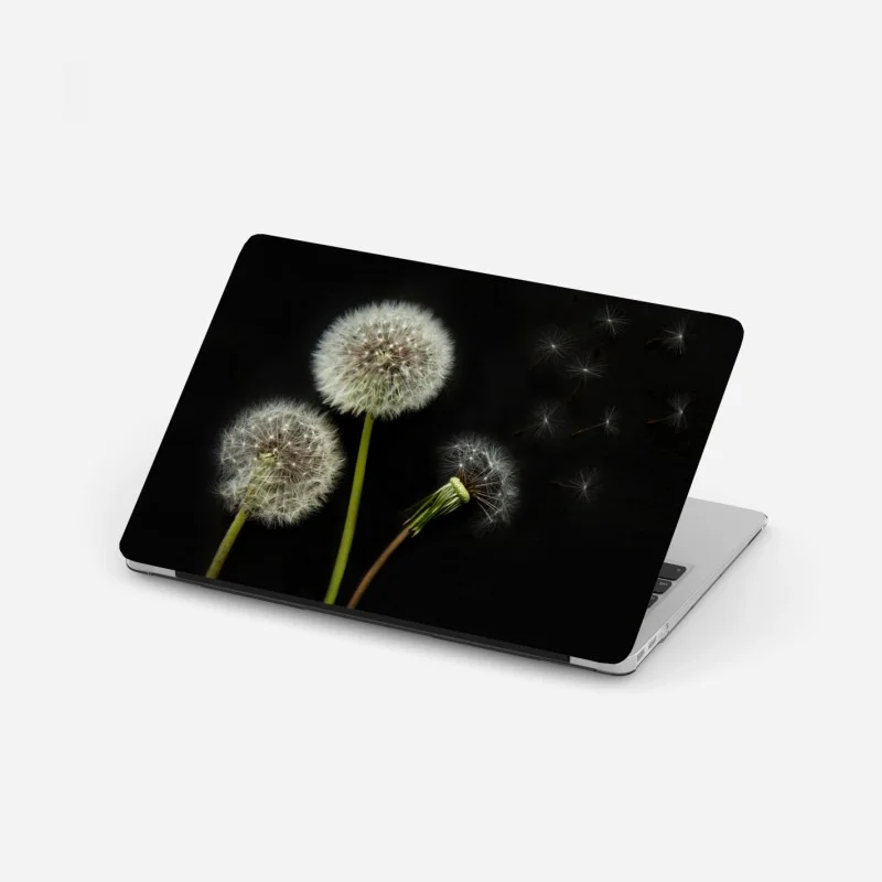 Adesivo per laptop soffioni sospesi su sfondo nero