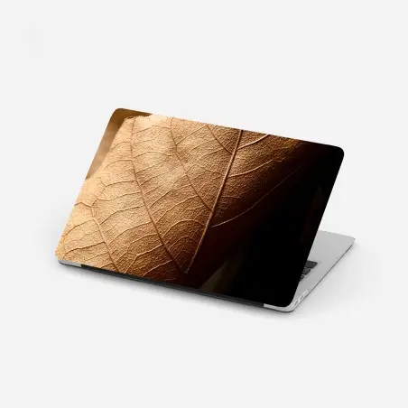 Adesivo per laptop foglia secca texture e venature dorate • Wallissimo®