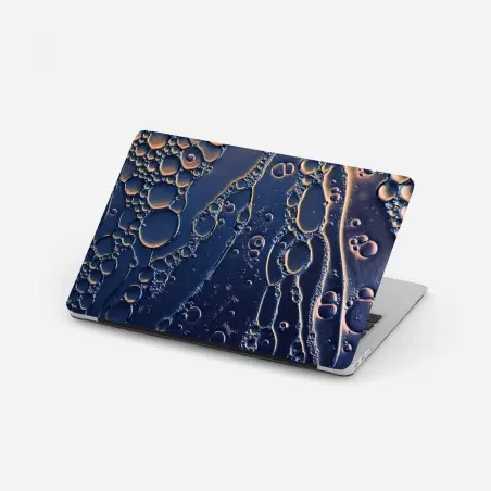 Adesivo per laptop astrazione di bolle dorate su sfondo blu • Wallissimo®