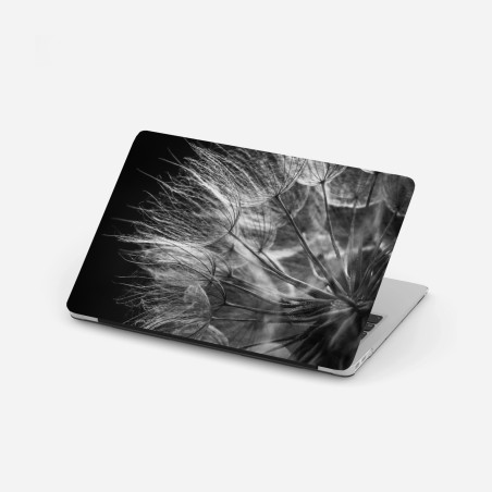 Adesivo per laptop soffione in bianco e nero: dettaglio botanico elegante • Wallissimo®