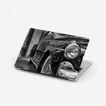 Adesivo per laptop eleganza automobilistica d'epoca in bianco e nero • Wallissimo®