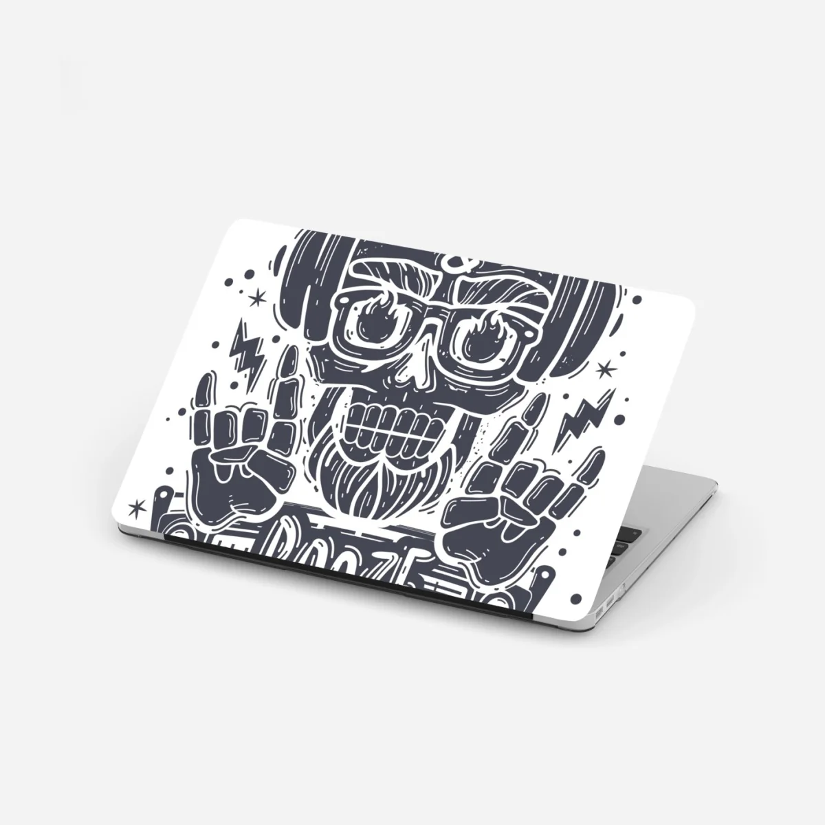 Adesivo per laptop teschio rock con cuffie e boombox • Wallissimo® Adesivo per laptop teschio rock con cuffie e boombox • Wallissimo®