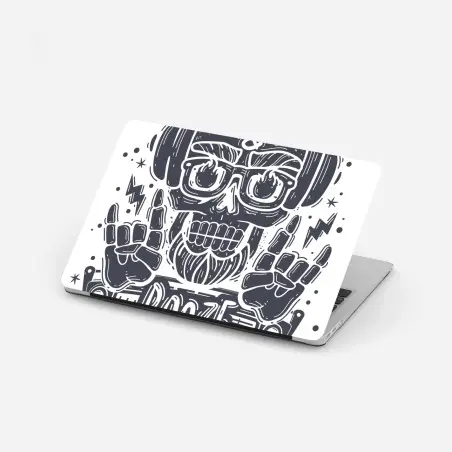 Adesivo per laptop teschio rock con cuffie e boombox • Wallissimo®