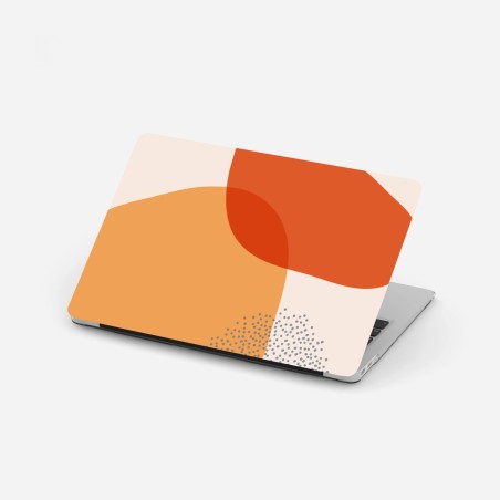 Adesivo per laptop composizione organica in arancio e terracotta • Wallissimo®