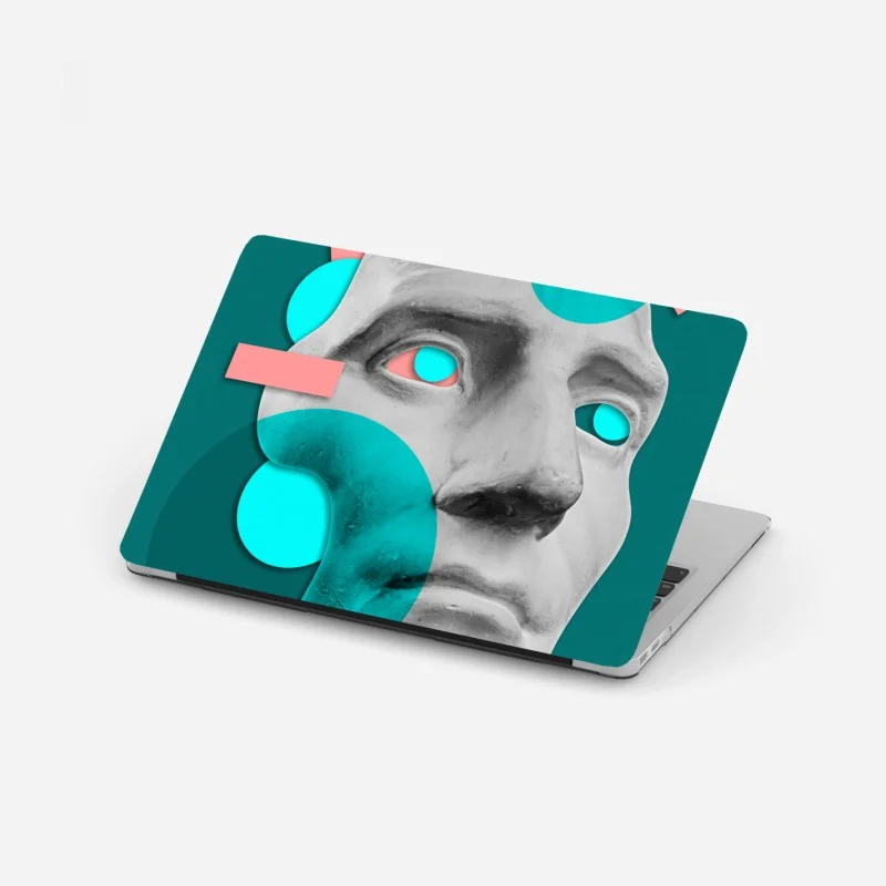 Adesivo per laptop volto classico in collage geometrico
