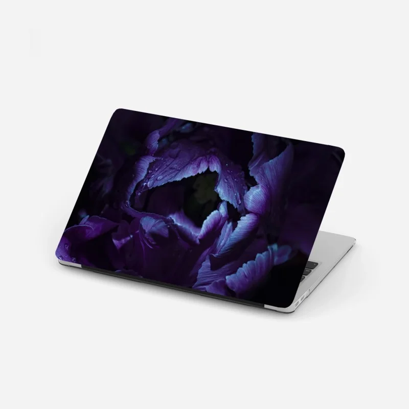 Adesivo per laptop tulipano viola in luce ultravioletta