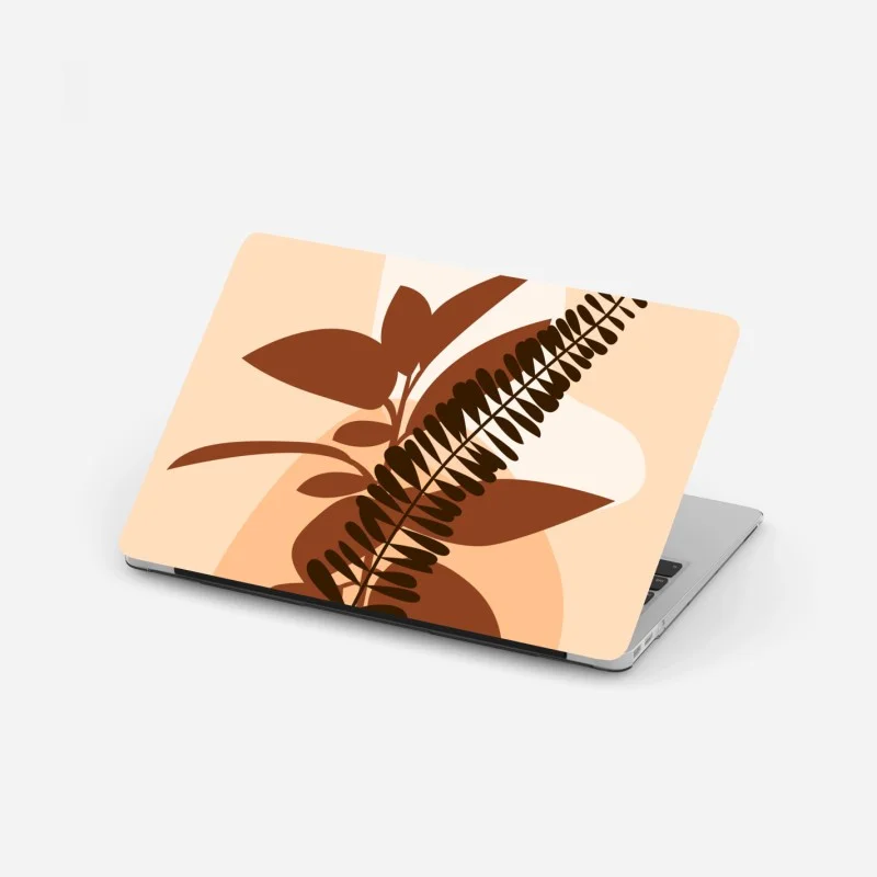 Adesivo per laptop composizione botanica astratta in toni terracotta