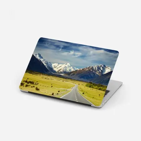 Adesivo per laptop strada verso le Alpi Meridionali, Nuova Zelanda • Wallissimo®