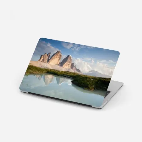Adesivo per laptop Tre Cime di Lavaredo riflesse al tramonto • Wallissimo®