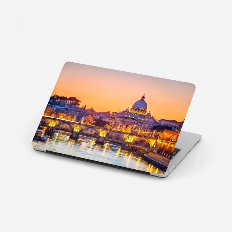 Adesivo per laptop panorama al tramonto di Roma con la cupola di San Pietro