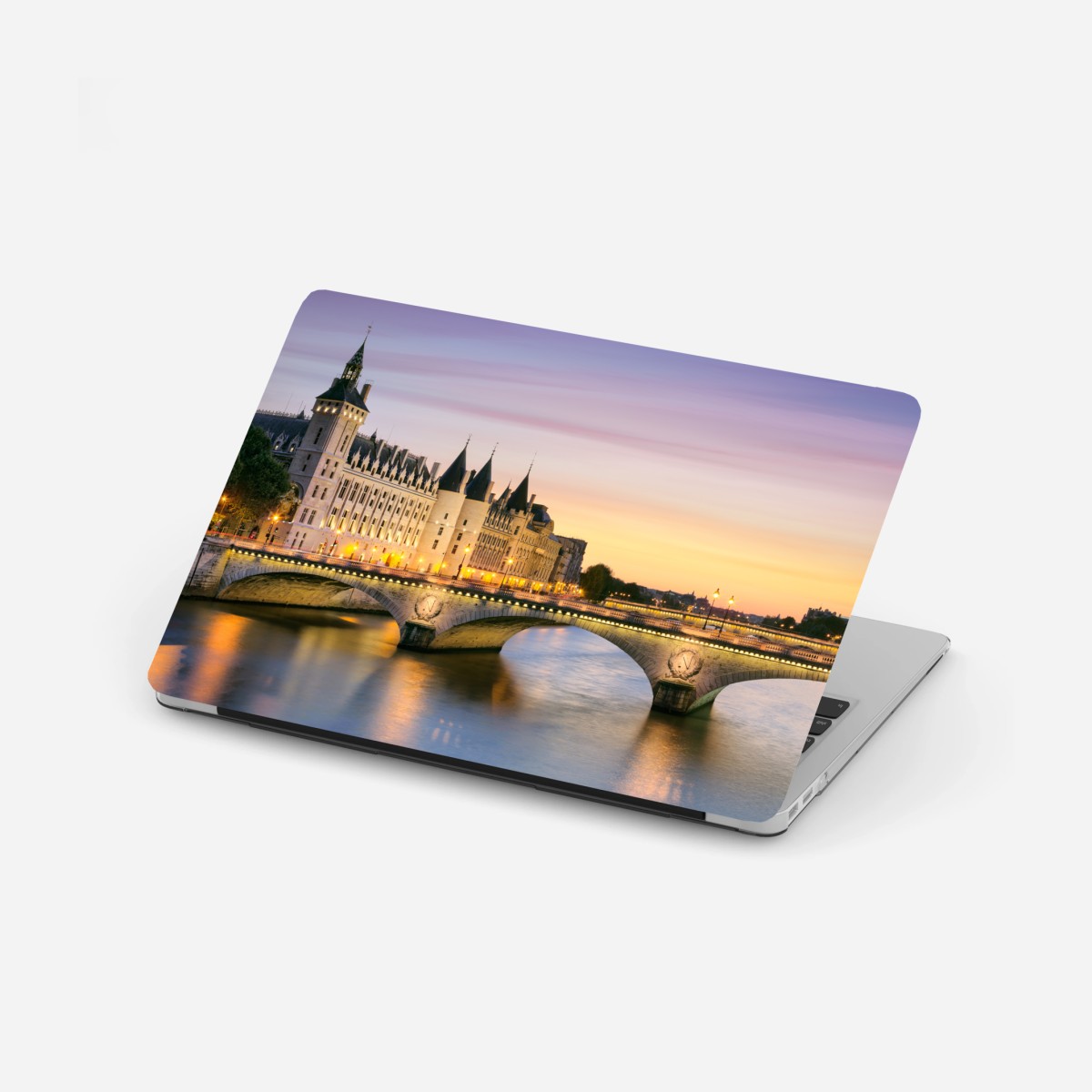 Adesivo per laptop tramonto romantico a Parigi sul ponte • Wallissimo®
