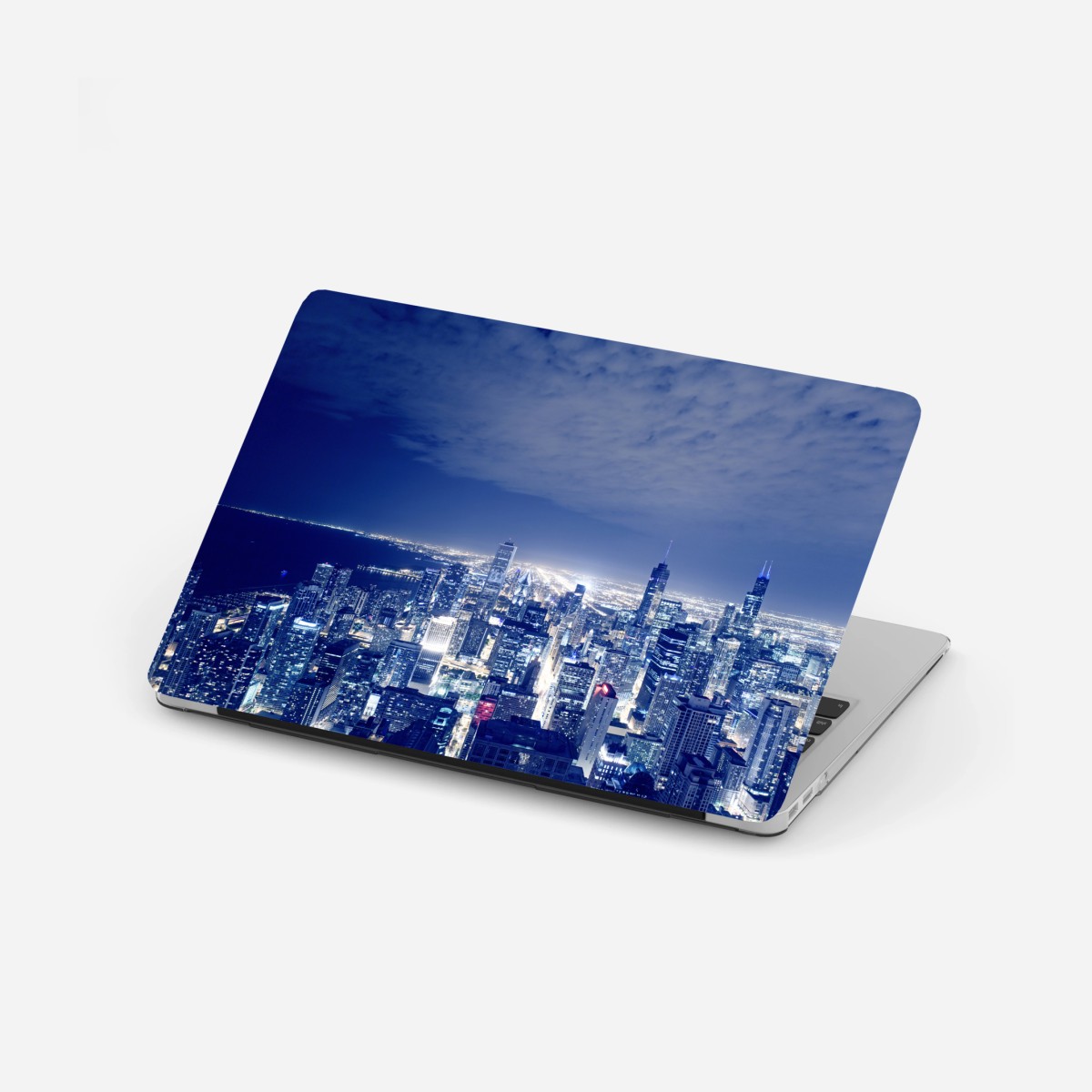 Adesivo per laptop vista notturna dello skyline di Chicago • Wallissimo®