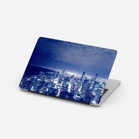 Adesivo per laptop vista notturna dello skyline di Chicago • Wallissimo®
