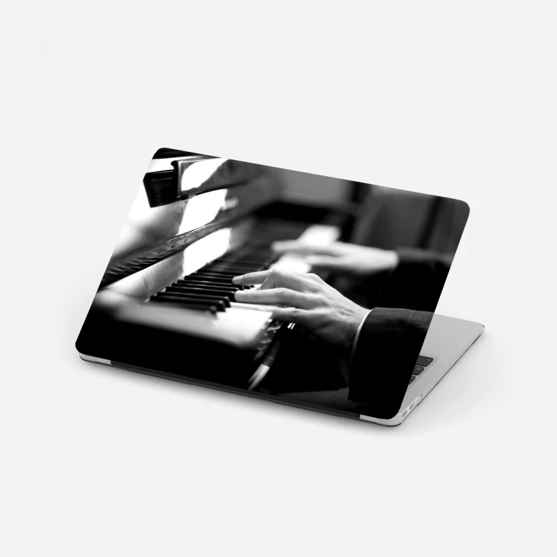 Adesivo per laptop eleganza al pianoforte in bianco e nero