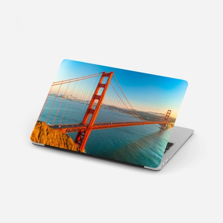 Adesivo per laptop tramonto sul Golden Gate a San Francisco • Wallissimo®