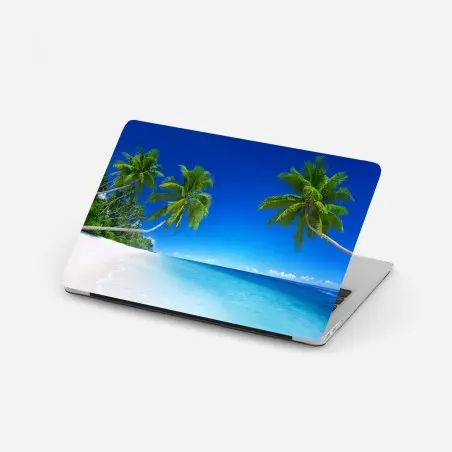 Adesivo per laptop paradiso tropicale con palme e mare turchese • Wallissimo®