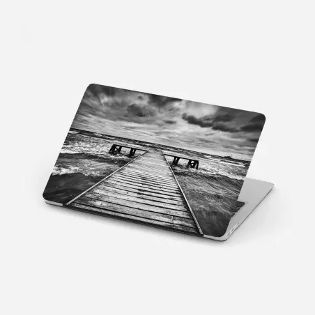 Adesivo per laptop molo sul mare tempestoso • Wallissimo®