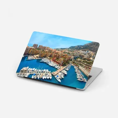 Adesivo per laptop panorama del porto di Montecarlo • Wallissimo®