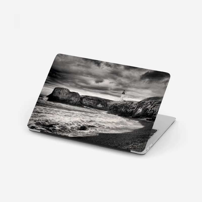 Adesivo per laptop faro di Yaquina Bay sulla costa tempestosa