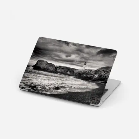 Adesivo per laptop faro di Yaquina Bay sulla costa tempestosa • Wallissimo®