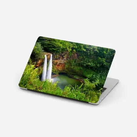 Adesivo per laptop cascata gemella nella foresta tropicale • Wallissimo®