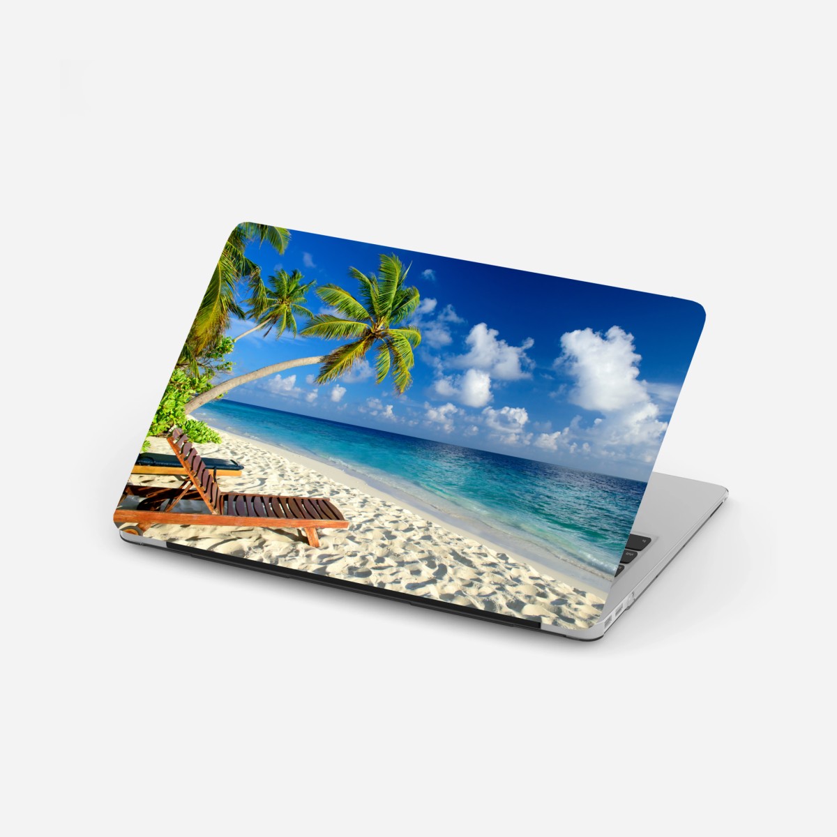 Adesivo per laptop spiaggia paradisiaca alle Maldive • Wallissimo®