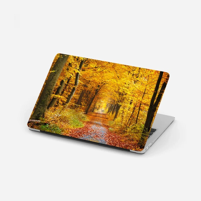 Adesivo per laptop sentiero autunnale tra gli alberi dorati