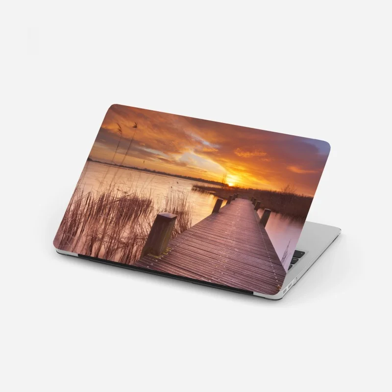 Adesivo per laptop alba dorata sul lago di Amsterdam