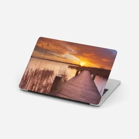 Adesivo per laptop alba dorata sul lago di Amsterdam • Wallissimo®