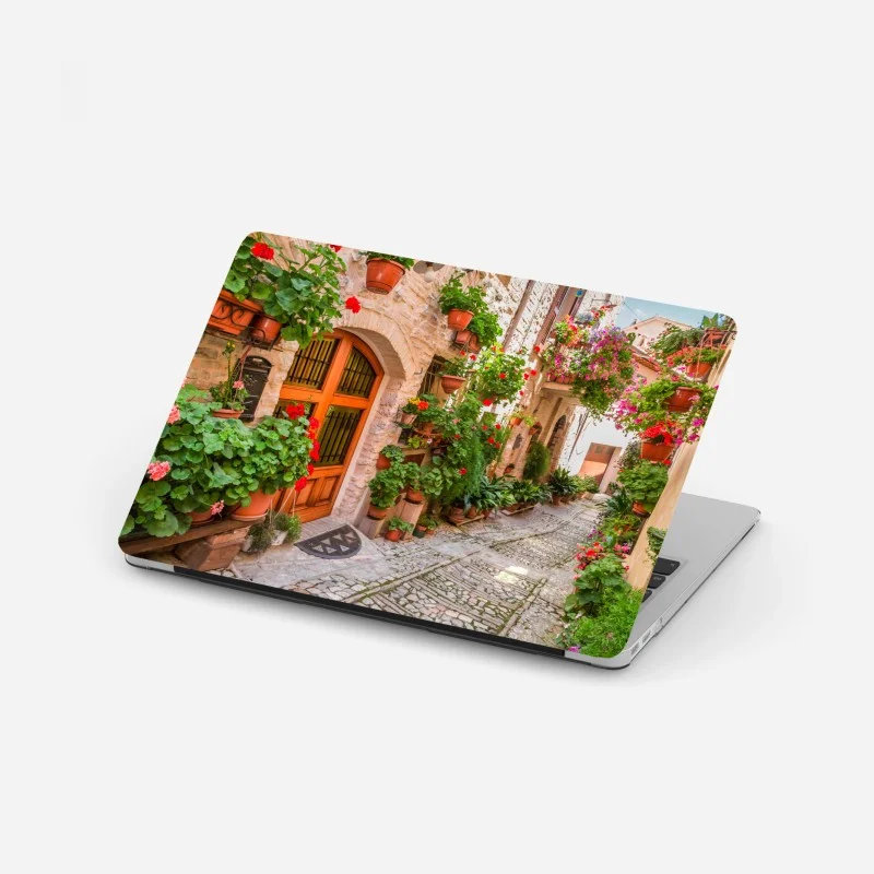 Adesivo per laptop vicolo fiorito in Umbria