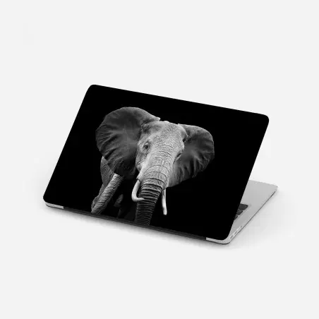 Adesivo per laptop maestoso elefante su sfondo nero • Wallissimo®