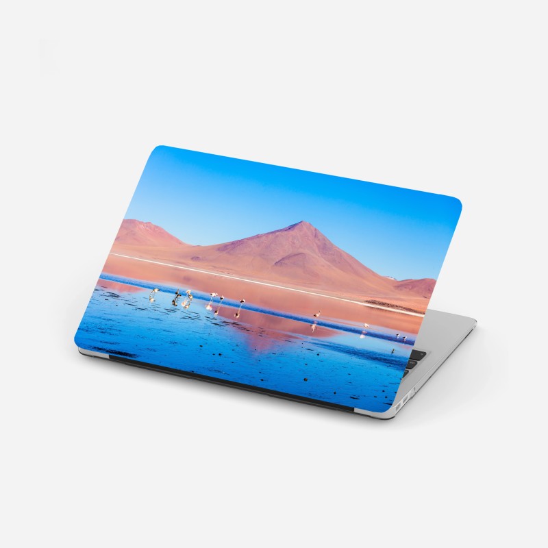 Adesivo per laptop tramonto rosa sui fenicotteri della Laguna Colorada
