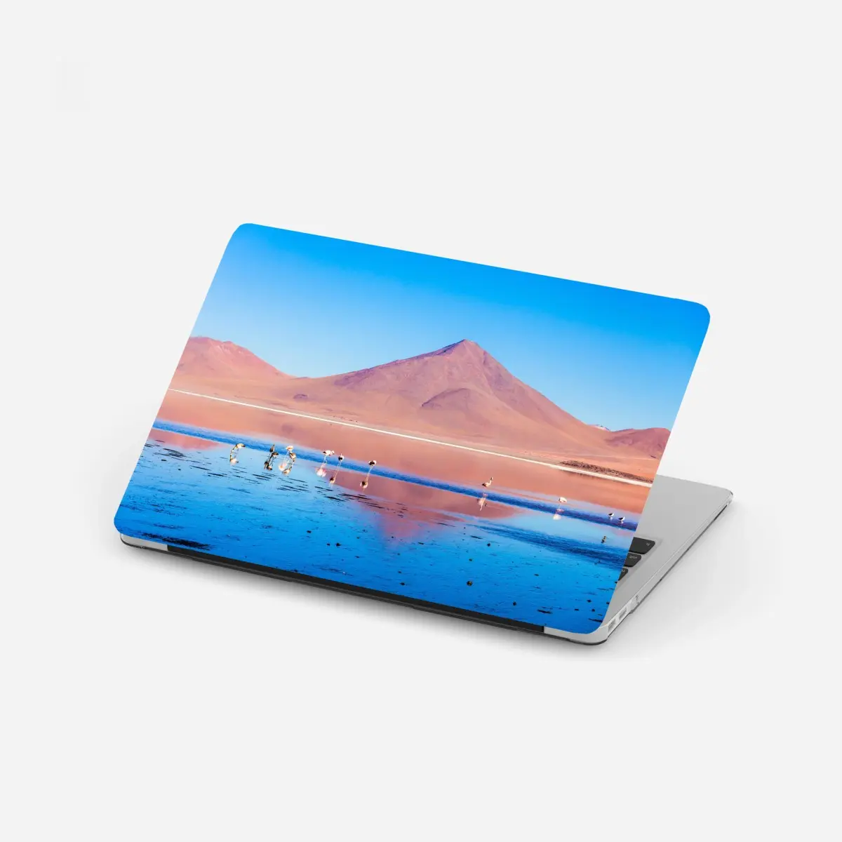 Adesivo per laptop tramonto rosa sui fenicotteri della Laguna Colorada • Wallissimo®
