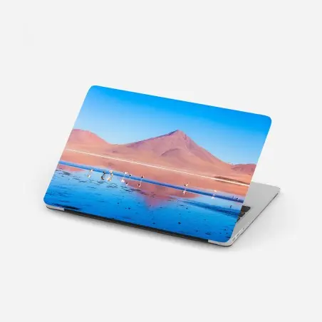 Adesivo per laptop tramonto rosa sui fenicotteri della Laguna Colorada • Wallissimo®