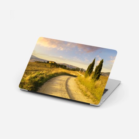 Adesivo per laptop strada di campagna in Toscana al tramonto • Wallissimo®