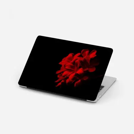Adesivo per laptop plumeria rossa su sfondo nero, eleganza minimalista • Wallissimo®