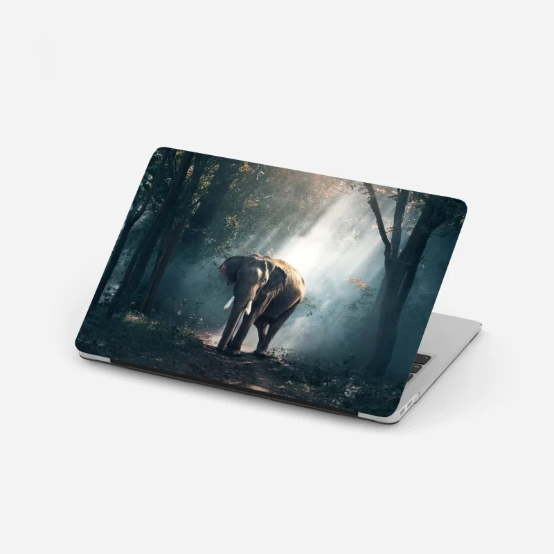 Adesivo per laptop elefante maestoso nella foresta illuminata