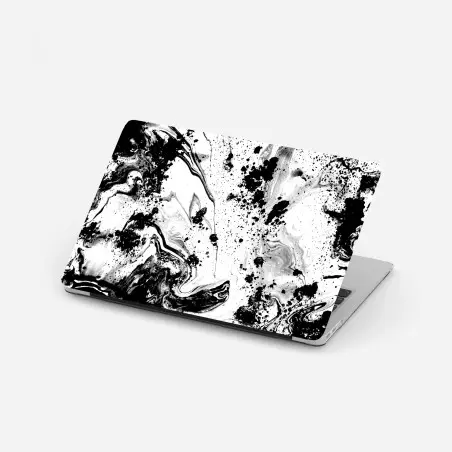 Adesivo per laptop astrazione marmorea in bianco e nero • Wallissimo®