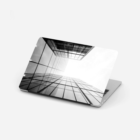 Adesivo per laptop prospettiva verticale di grattacielo in vetro • Wallissimo®