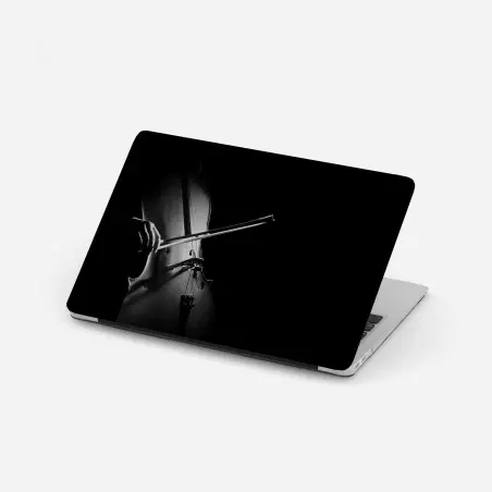 Adesivo per laptop emozione del violoncello in bianco e nero • Wallissimo®