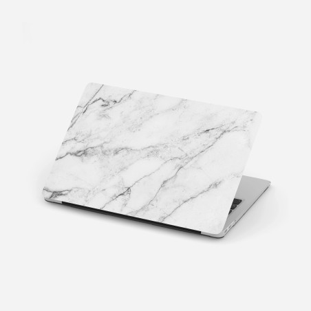 Adesivo per laptop marmo bianco elegante con venature naturali • Wallissimo®