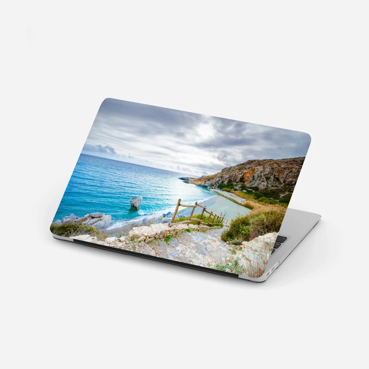 Adesivo per laptop sentiero verso la baia turchese • Wallissimo® Adesivo per laptop sentiero verso la baia turchese • Wallissimo®
