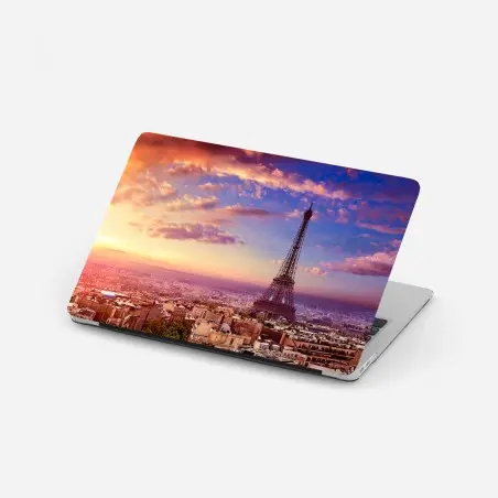 Adesivo per laptop tramonto su Parigi e Torre Eiffel • Wallissimo®