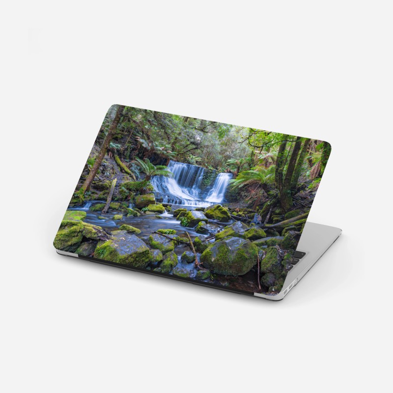 Adesivo per laptop cascata tra le felci nella foresta