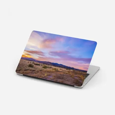 Adesivo per laptop tramonto pastello sulla prateria • Wallissimo®