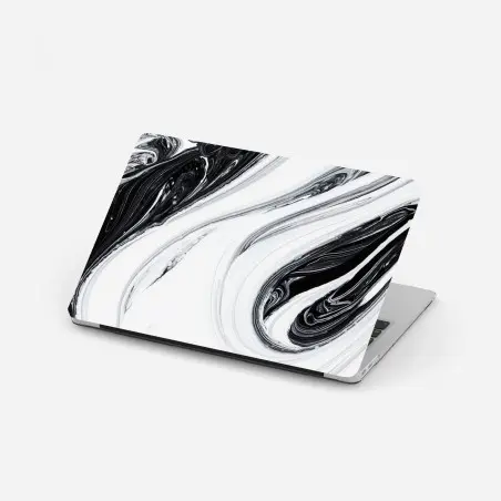 Adesivo per laptop eleganza marmorizzata in bianco e nero • Wallissimo®