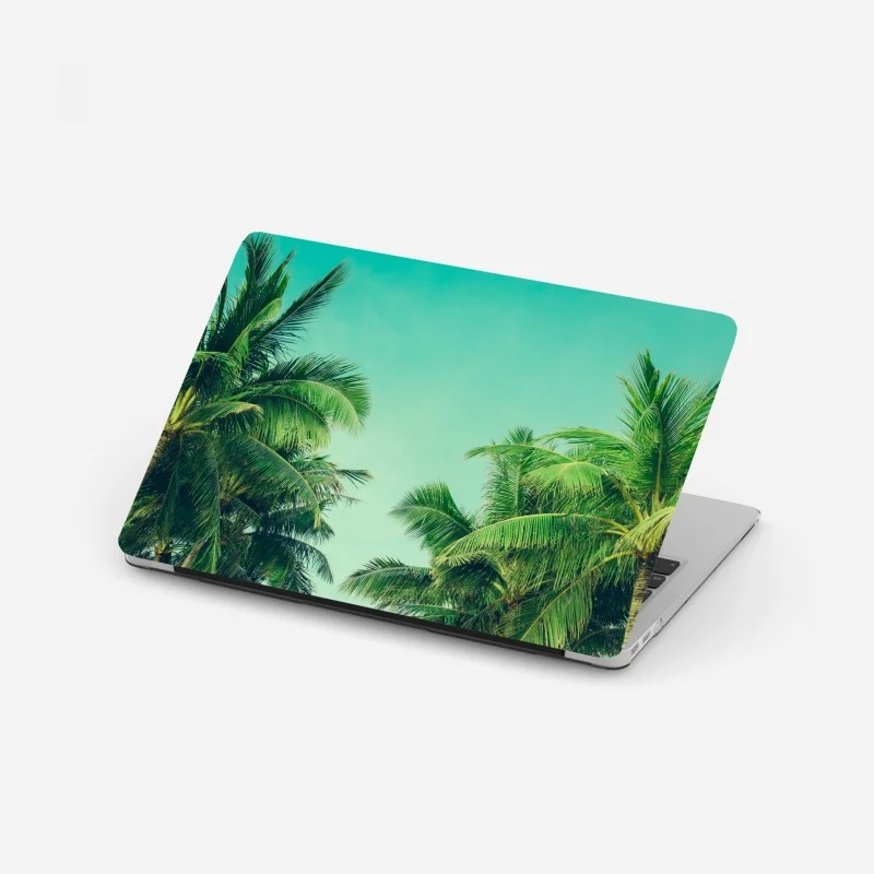 Adesivo per laptop oasi tropicale - palme e cielo turchese