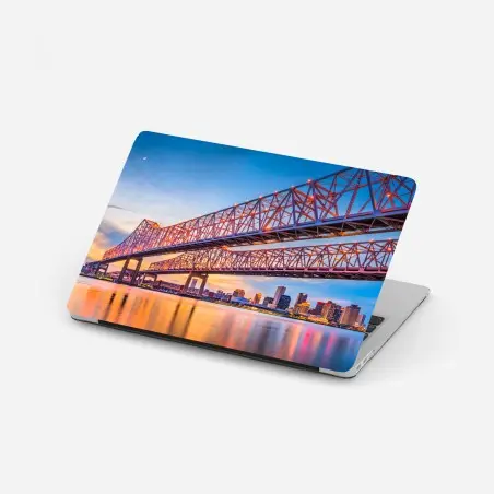 Adesivo per laptop tramonto sul ponte Crescent City Connection a New Orleans • Wallissimo®
