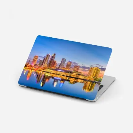 Adesivo per laptop skyline di Tampa al tramonto • Wallissimo®